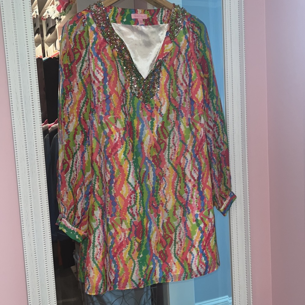 Lilly Pulitzer Seamus dress- LNC - size 0 - “ dripping in jewels “- 100% silk